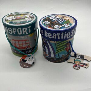 Set of 2 Floss & Rock Giant Puzzles 48 pieces Pirates and Transportation EUC